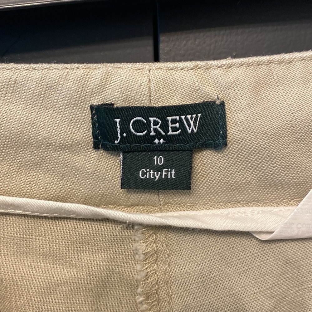 J Crew City Fit Cargo Pants Linen Cotton Draw String Pocket Flat Front Khaki 10 - Picture 3 of 8